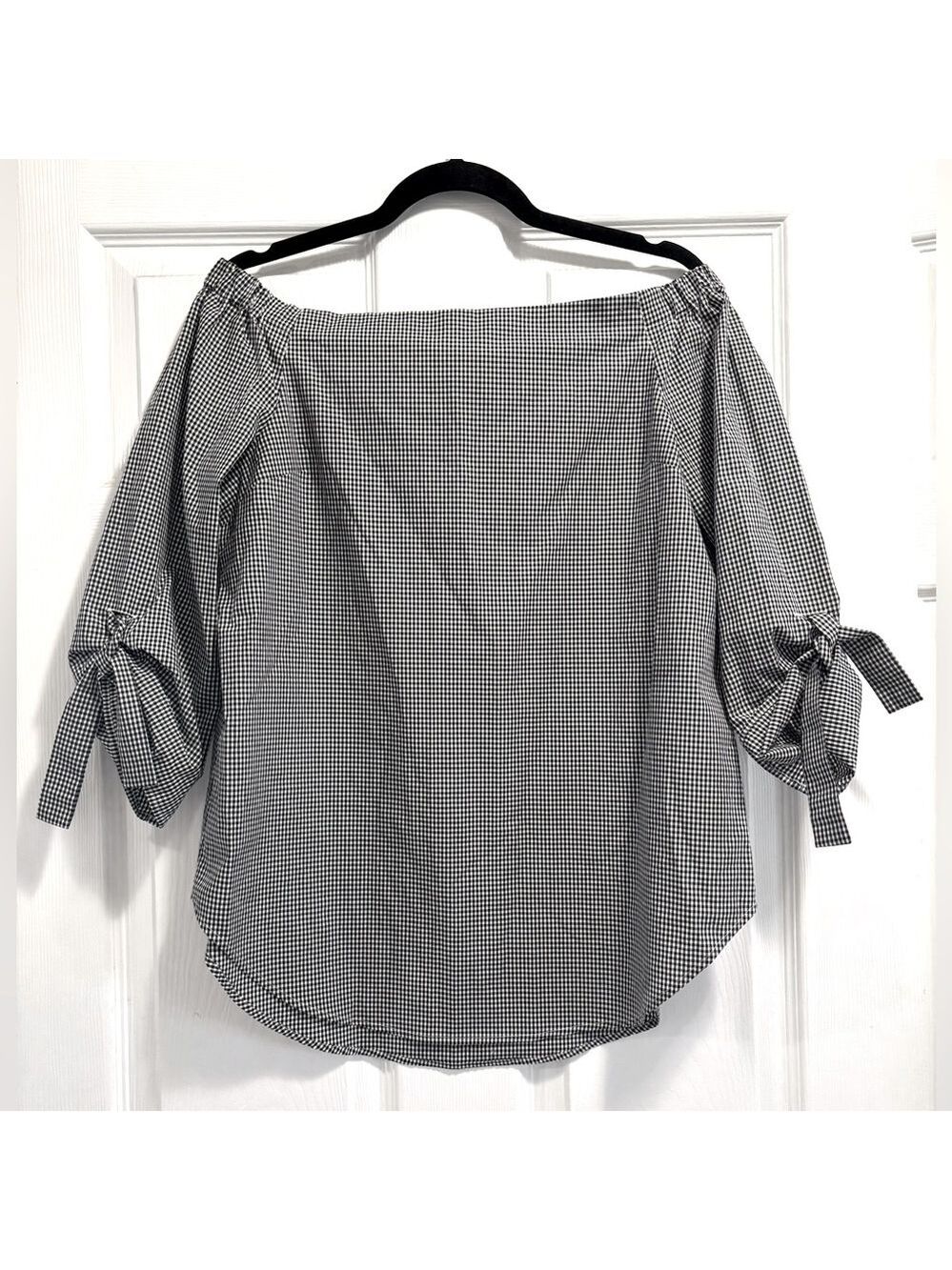 Aritzia Babaton Aritzia Malik Off Shoulder Black & White Checkered Blouse Small